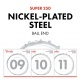 SUPER 250 GUITAR STRINGS, NICKEL PLATED STEEL, BALL END, 250XS GAUGES .008-.038, (6)