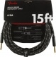 DELUXE INSTRUMENT CABLE, STRAIGHT/STRAIGHT, 15', BLACK TWEED