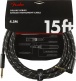 DELUXE INSTRUMENT CABLE, STRAIGHT/ANGLE, 15' BLACK TWEED