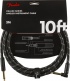 DELUXE INSTRUMENT CABLE, STRAIGHT/ANGLE, 10', BLACK TWEED