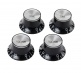 PARTS TOP HAT KNOBS W/ SILVER METAL INSERT BLACK 4 PACK