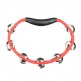 PERCUSSION HEADLINER SERIES HAND HELD ABS TAMBOURINE, DUAL ROW, RED, STAINLESS STEEL JINGLES