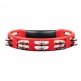 PERCUSSION HEADLINER SERIES HAND HELD ABS TAMBOURINE, DUAL ROW, RED, STAINLESS STEEL JINGLES