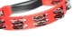 PERCUSSION HEADLINER SERIES HAND HELD ABS TAMBOURINE, DUAL ROW, RED, STAINLESS STEEL JINGLES