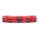 PERCUSSION HEADLINER SERIES HAND HELD ABS TAMBOURINE, DUAL ROW, RED, STAINLESS STEEL JINGLES