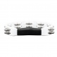 PERCUSSION HEADLINER SERIES HAND HELD ABS TAMBOURINE, DUAL ROW, WHITE, STAINLESS STEEL JINGLES