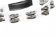 PERCUSSION HEADLINER SERIES HAND HELD ABS TAMBOURINE, DUAL ROW, WHITE, STAINLESS STEEL JINGLES