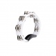PERCUSSION HEADLINER SERIES HAND HELD ABS TAMBOURINE, DUAL ROW, WHITE, STAINLESS STEEL JINGLES