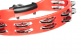 PERCUSSION HEADLINER SERIES MOUNTABLE ABS TAMBOURINE, DUAL ROW, RED, STAINLESS STEEL JINGLES