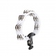 PERCUSSION HEADLINER SERIES MOUNTABLE ABS TAMBOURINE, DUAL ROW, WHITE, STAINLESS STEEL JINGLES
