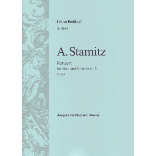 EDITION BREITKOPF STAMITZ ANTON - VIOLAKONZERT NR. 3 G-DUR - VIOLA, PIANO
