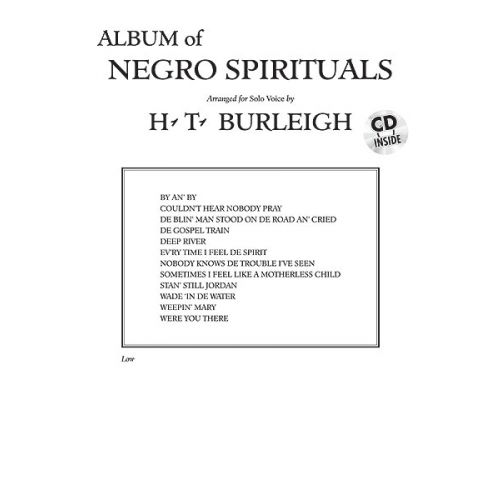 ALFRED PUBLISHING BURLEIGH HARRY - ALBUM OF NEGRO SPIRITUALS + CD - LOW VOICE AND PIANO