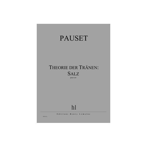 JOBERT PAUSET BRICE - THEORIE DER TRANEN: SALZ - COR