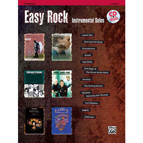 ALFRED PUBLISHING EASY ROCK INSTRUMENTALS + CD - TROMBONE SOLO