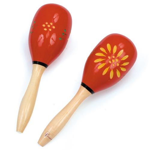 Maracas En Bois Peint Rouge