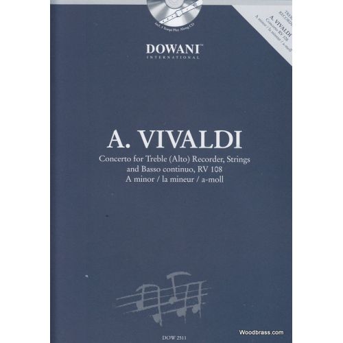 VIVALDI A. - CONCERTO RV 108 - FLUTE A BEC ALTO, CORDES, BC