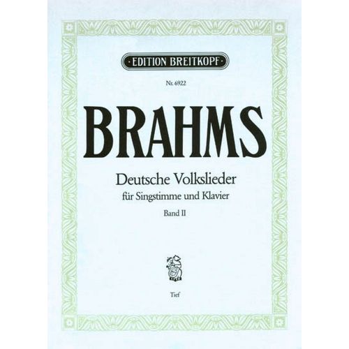 EDITION BREITKOPF BRAHMS J. - DEUTSCHE VOLKSLIEDER, BAND 2
