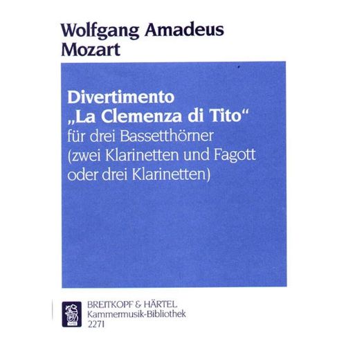 EDITION BREITKOPF MOZART WOLFGANG AMADEUS - DIVERTIMENTO TITUS - 3 BASS HORN