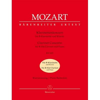 MOZART W.A. - CONCERTO EN LA MAJEUR KV 622 - CLARINETTE SIb, PIANO
