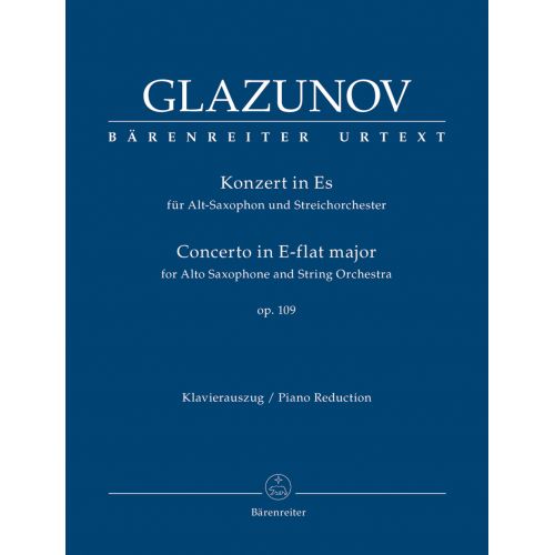 BARENREITER Glazunov A. - Concerto For Alto Saxophone Op.109 - Saxophone & Piano