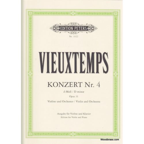 VIEUXTEMPS HENRI - CONCERTO NO.4 IN D MINOR OP.31 - VIOLIN AND PIANO