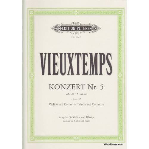 EDITION PETERS VIEUXTEMPS HENRI - CONCERTO NO.5 IN A MINOR OP.37 - VIOLIN AND PIANO