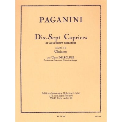  Paganini N. - 17 Caprices Et Mouvement Perpetuel - Clarinette  