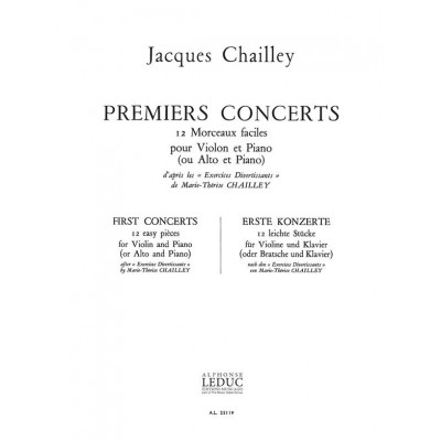 PARTITION - CHAILLEY JACQUES - PREMIERS CONCERTS - VIOLON (OU ALTO) & PIANO