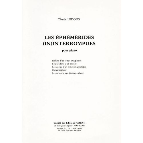 JOBERT LEDOUX CLAUDE - LES EPHEMERIDES INTERROMPUS - PIANO