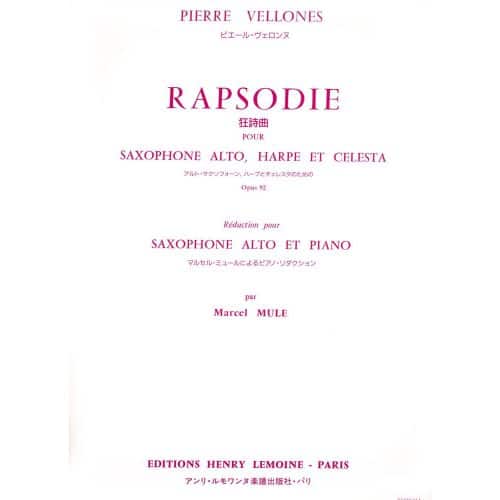 LEMOINE VELLONES - RHAPSODIE OP.92 SAXO/PO - SAXOPHONE MIB ET PIANO
