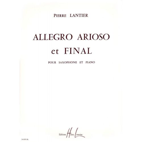 LEMOINE Lier - Allegro,Arioso & Final Sa/Po - Saxophone Et Piano