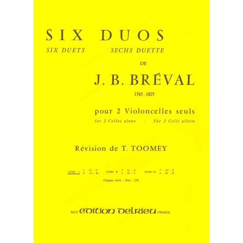EDITION DELRIEU BREVAL JEAN-BAPTISTE - DUOS (6) VOL.1 - 2 VIOLONCELLES