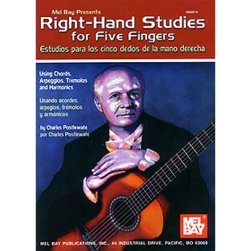 MEL BAY POSTLEWATE CHARLES - RIGHT-HAND STUDIES FOR FIVE FINGERS - GUITAR