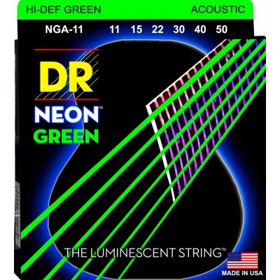DR STRINGS NGA-11 DR NEON GREEN HI-DEF 11-50