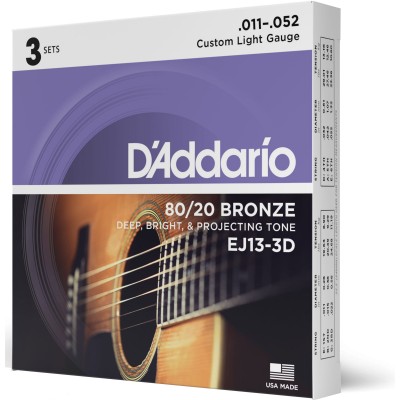 EJ13-3D Bronze 80/20 Custom Light 11-52 (3 Jeux)