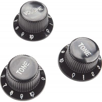 YELLOW PARTS 3 Boutons Strat Noir