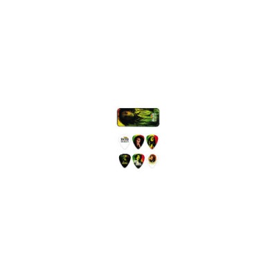 Dunlop Bob-pt02h Boite En Metal De 6 Mediators Motif Bob Marley Rasta, Dur
