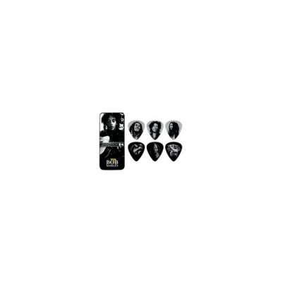 Dunlop Bob-pt03m Boite En Metal De 6 Mediators Motif Bob Marley Silver, Medium