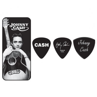 Dunlop Jcpt01m Boite En Metal De 6 Mediators Motif Johnny Cash Memphis