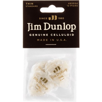 PICK CELLULOID WHITE PERLOID THIN 12 PCS.
