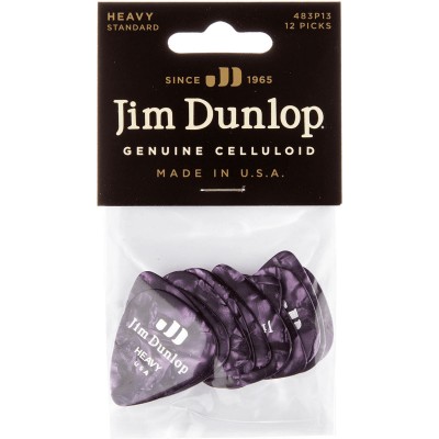 JIM DUNLOP MEDIATOR CELLULOID PURPLE PERLOID HEAVY 12 PACK