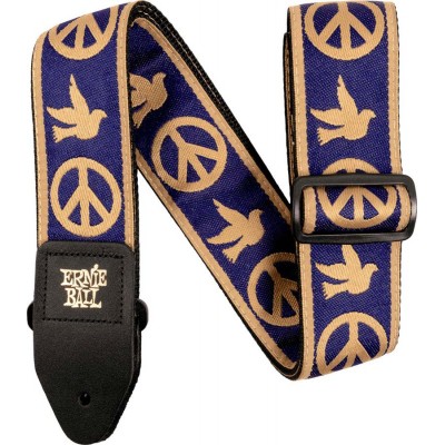 PEACE LOVE DOVE JACQUARD WEBBING NAVY AND BEIGE