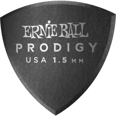 Ernie Ball Médiators Prodigy Sachet De 6 Noir Bouclier Large 1,5mm