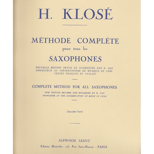 KLOSE - METHODE COMPLETE POUR TOUS LES SAXOPHONES VOL.2