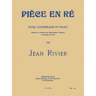 RIVIER JEAN - PIECE EN RE - CONTREBASSE & PIANO