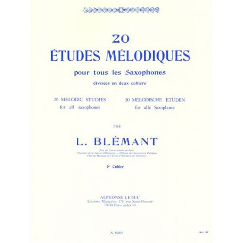 LEDUC BLEMANT L. - 20 ETUDES MELODIQUES POUR SAXOPHONE VOL.1