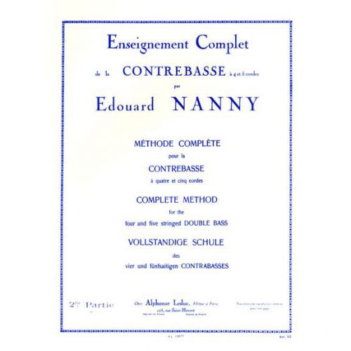 NANNY EDOUARD - METHODE COMPLETE POUR LA CONTREBASSE A 4 ET 5 CORDES VOL.2