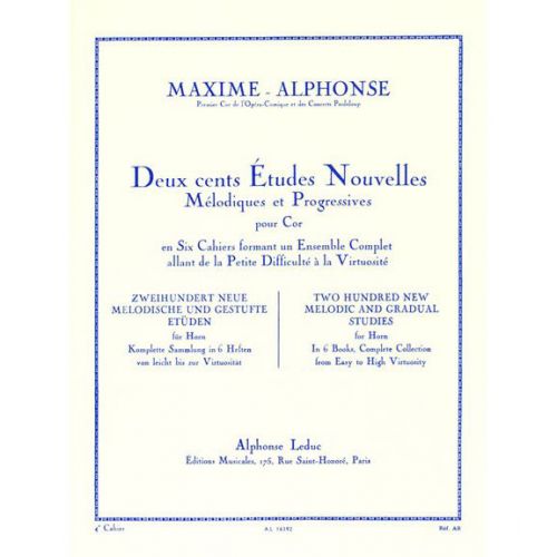 MAXIME-ALPHONSE - 200 ETUDES NOUVELLES VOL.4 - COR 