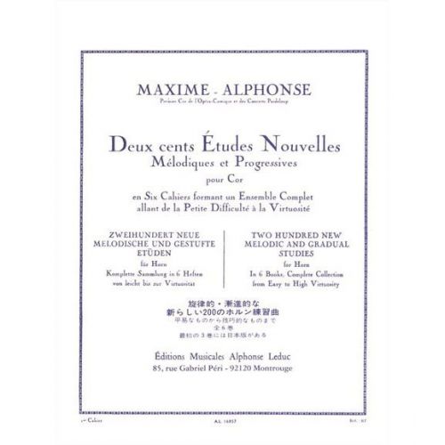 MAXIME-ALPHONSE - 200 ETUDES NOUVELLES VOL.1 - COR