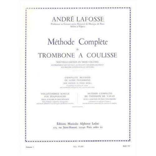 LAFOSSE ANDRE - METHODE COMPLETE DE TROMBONE A COULISSE VOL.1